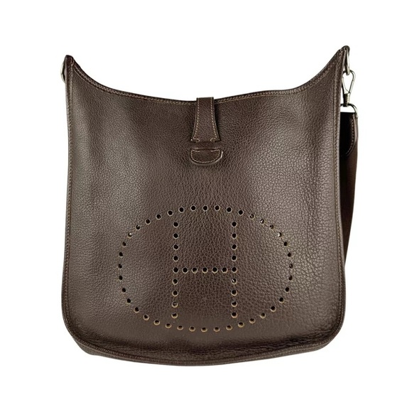 Authentic HERMES brown chocolate Evelyne GM crossbody bag - Picture 1 of 5